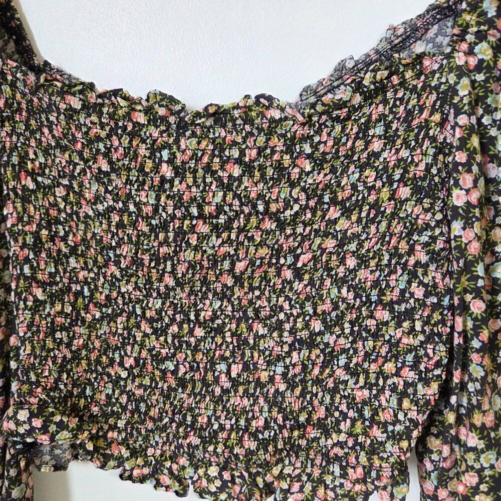 NEVER WORN DRESS FORUM RUCHED SMOCKED DITSY FLORAL BOHO TOP SIZE M - Picture 9 of 13